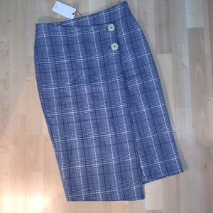 MNG by MANGO Wrap Plaid Pencil Skirt cotton & wool